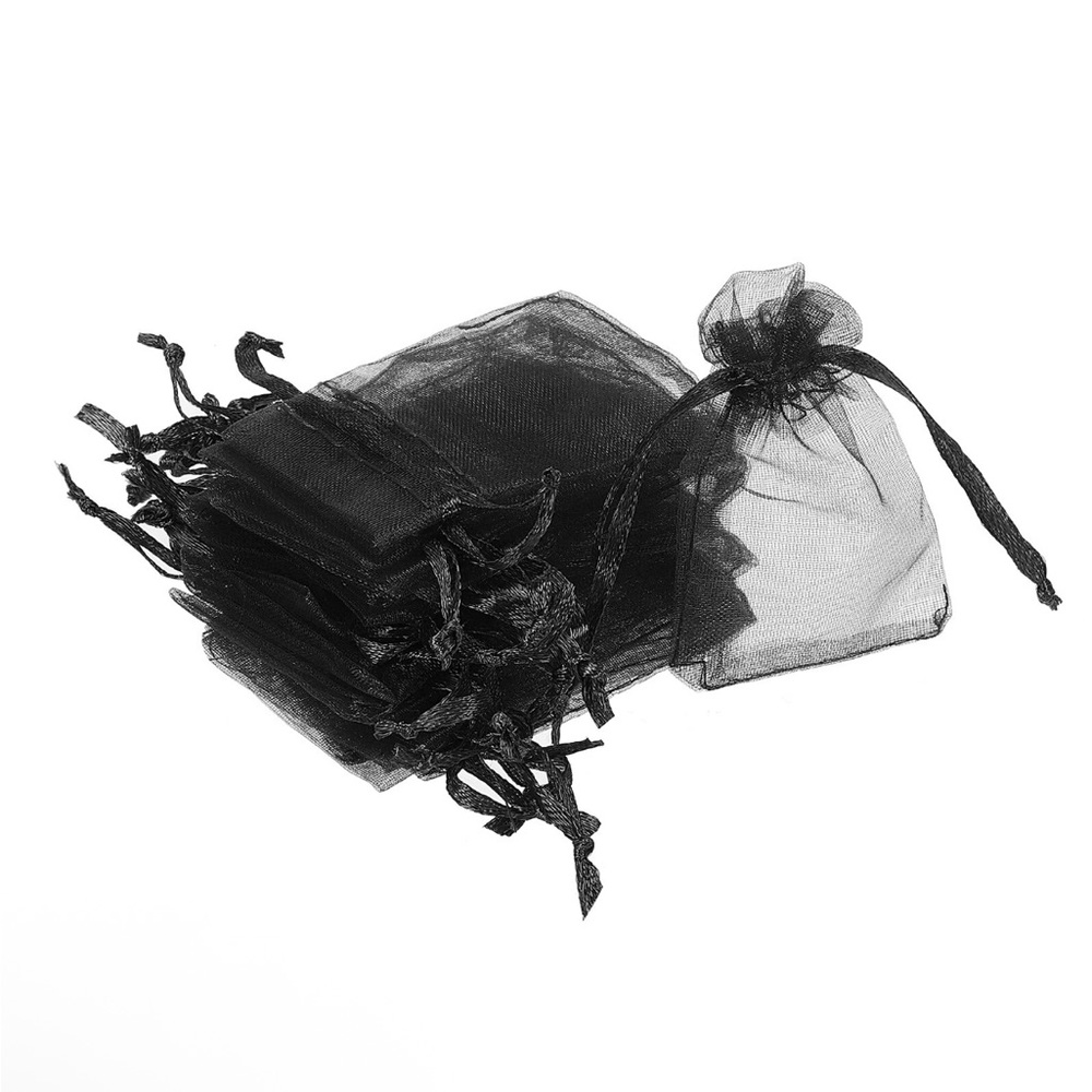100pcs Organza Bags 2x3 Inch Drawstring Favor Pouches Sheer Mesh Bag Black 🆕
